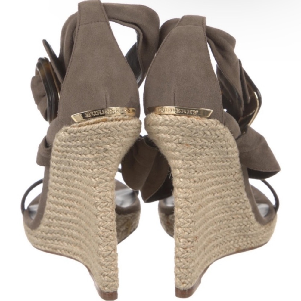 Burberry Catsbrook Brown Suede Espadrille Wedge 38 1/2 - Picture 10 of 17